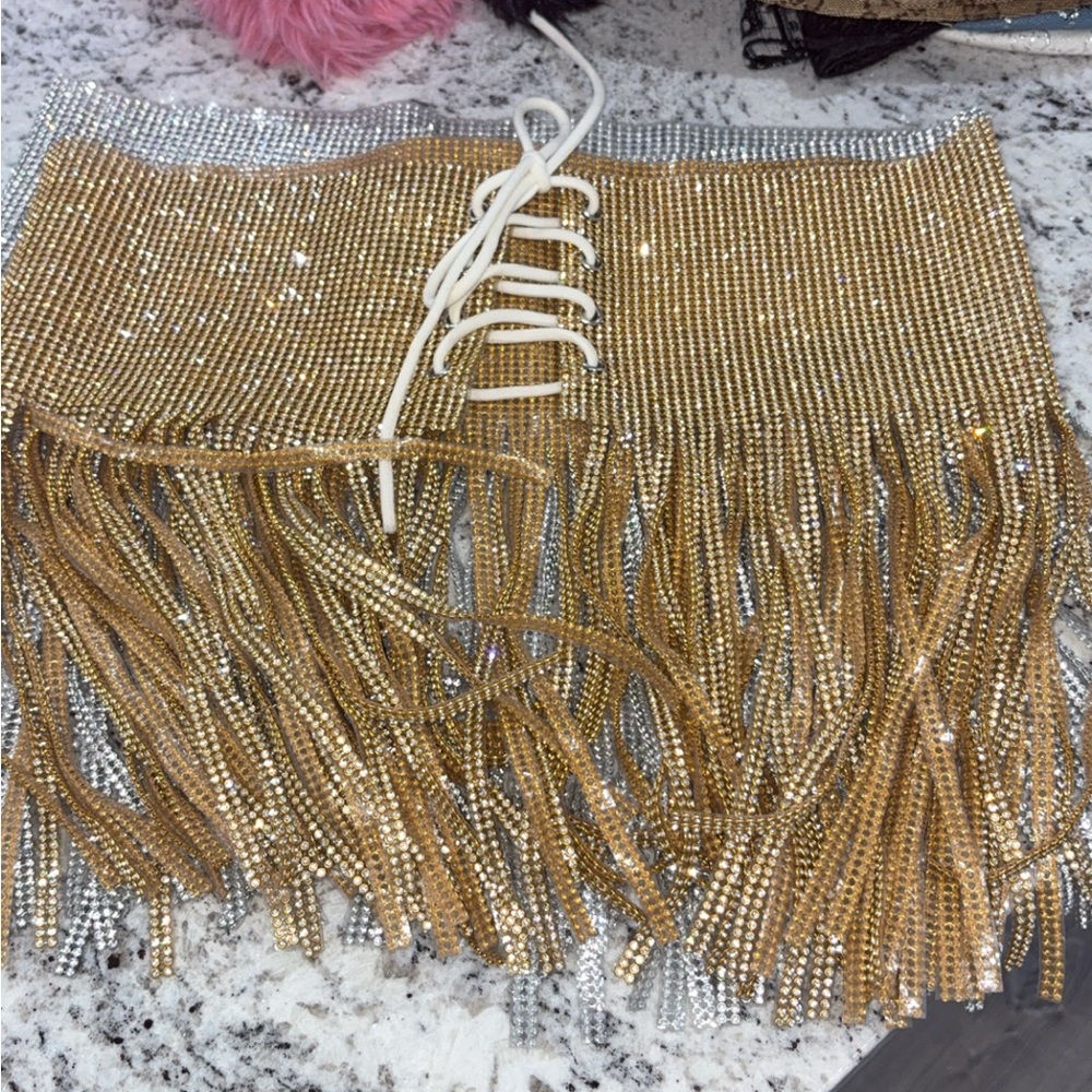 Gold and Silver Fringe Clutch